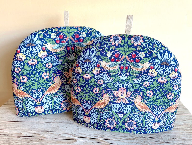 Strawberry Thief Tea Cozy Blue, Tea Cosy for Teapot, William Morris, Tea lover gift, New Home gift, Mum gift, S, M, L, XL sizes image 3