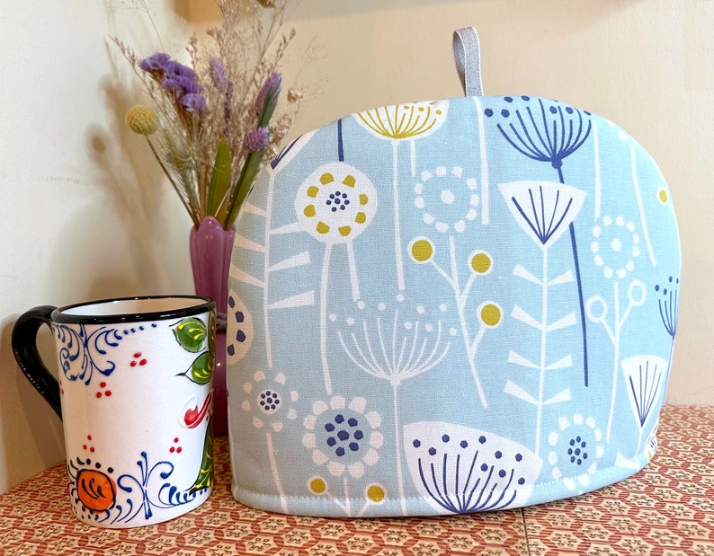 Scandi Flower Tea Cosy, Tea Cosy voor theepot, theeliefhebber cadeau, nieuw huis cadeau, moeder cadeau, S, M, L, XL maten Seafoam