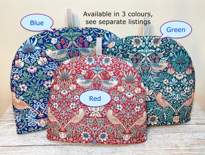 Strawberry Thief Tea Cozy Blue, Tea Cosy for Teapot, William Morris, Tea lover gift, New Home gift, Mum gift, S, M, L, XL sizes image 8