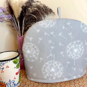Dandelion on Grey Tea Cozy, Tea Cosy for Teapot, Mothers Day gift,  New Home gift, Mum gift, S, M, L, XL sizes