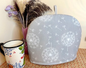 Dandelion on Grey Tea Cozy, Tea Cosy for Teapot, Tea lover gift, New Home gift, Mum gift, S, M, L, XL sizes