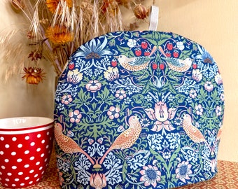 Strawberry Thief Tea Cosy Blue, Tea Cosy voor theepot, William Morris, theeliefhebber cadeau, nieuw huis cadeau, moeder cadeau, S, M, L, XL maten