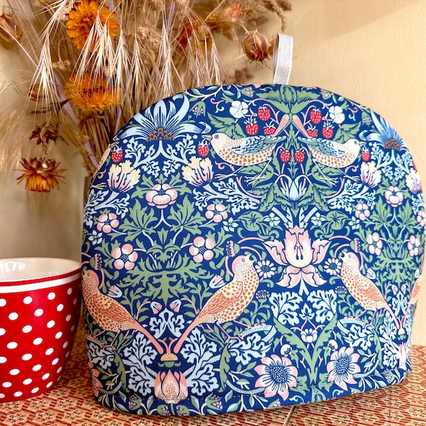 Strawberry Thief Tea Cozy Blue, Tea Cosy for Teapot, William Morris, Tea lover gift, New Home gift, Mum gift, S, M, L, XL sizes
