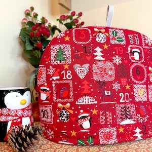 Advent Calendar Tea Cozy, Tea Cosy for Teapot, Tea lover gift, New Home gift, Mum gift, Christmas gift, S, M, L, XL sizes