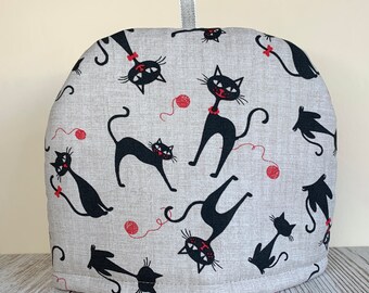 Black Cat Tea Cozy, Tea Cosy for Teapot, Tea lover gift, New Home gift, Cat lover gift,  Mum gift, S, M, L, XL sizes