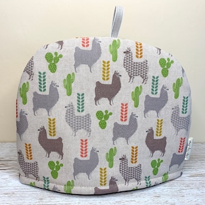 Llama and Cacti Tea Cozy, Tea lover gift, New Home gift, Tea Cosy for Teapot, Llama Gifts, Mum gift, S, M, L, XL sizes