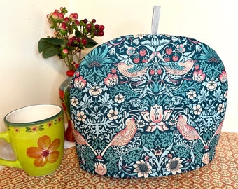 Strawberry Thief Green Tea Cozy, Birds Tea Cosy for Teapot, William Morris, Tea lover gift, New Home gift, Mum gift, S, M, L, XL sizes