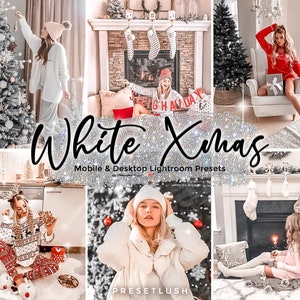 10 White Christmas Lightroom Mobile and Desktop Presets, White Xmas Lightroom Presets, Christmas Presets, Winter Preset, Blogger Presets