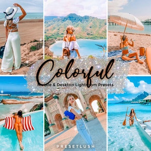 3 Bunte Lightroom Presets für Mobile und Desktop, kontrastreiche scharfe Presets, Pop-Farbfilter-Presets, lebendiges Boho-Outdoor-Preset
