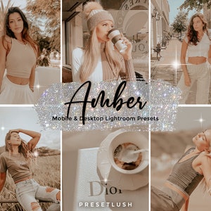3 Amber Mobile & Desktop Lightroom Presets, Amber Presets, Warm Tones Blog Photo Preset, Instagram Filters, Photoshop Filters DNG XMP Files