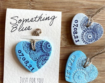 Something Blue for the Bride - Personalised bride gift - Add any date - Bouquet tie