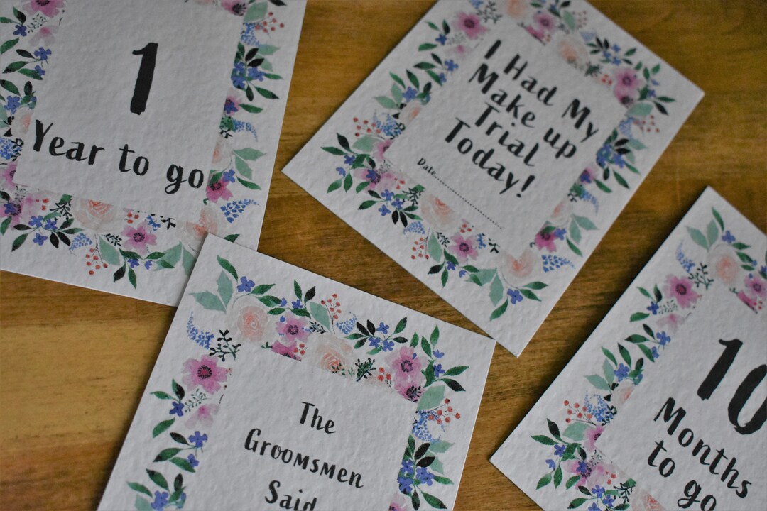 Printable Wedding Milestone Cards - Watercolour Flowers - Printable PDF ...