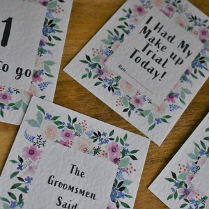 Cartões de marcos de casamento para impressão - Flores em aquarela - Arquivo digital PDF para impressão - Tamanho A6 - Planejamento de casamento
