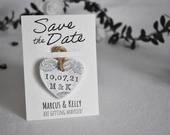 Save the Date small card and heart gift - Personalised