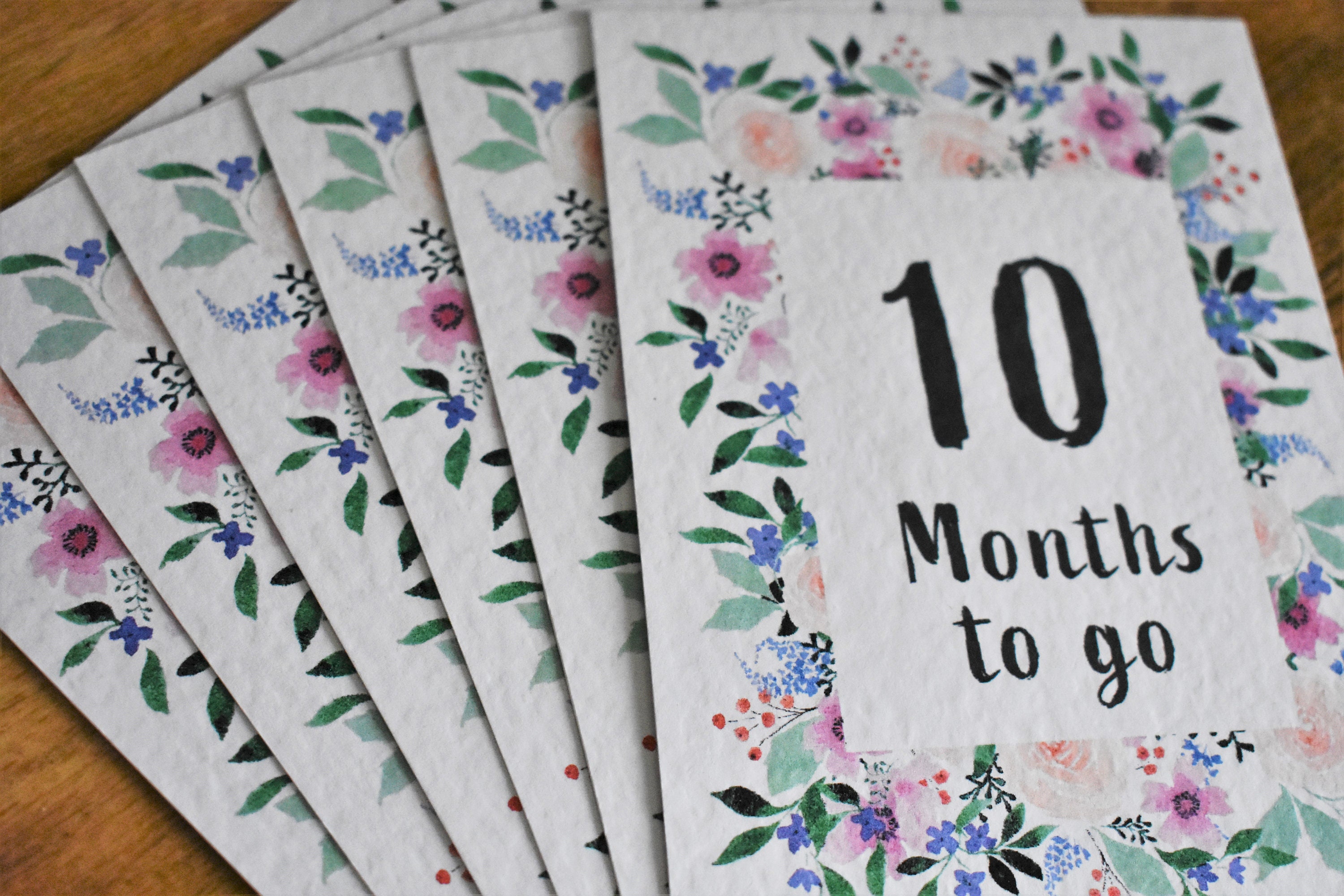 Printable Wedding Milestone Cards Watercolour Flowers | Etsy