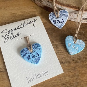 Something Blue for the Bride - Personalised with Initials - lace design -Mini bouquet charm