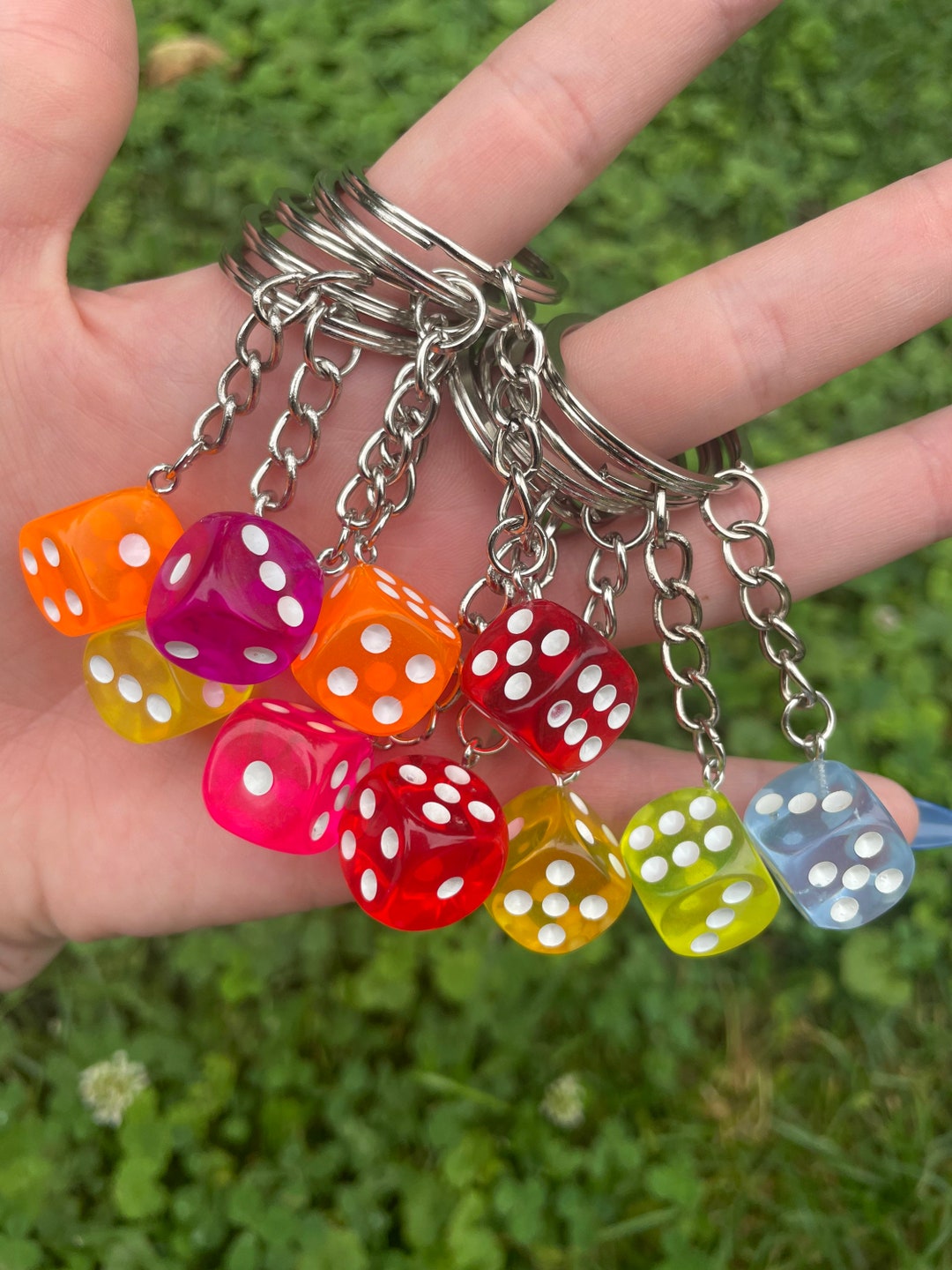 Multicolored Dice Keychains Assorted Neon Bright Rainbow Etsy