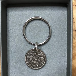 1962 Sixpence Münze Schlüsselanhänger in Geschenkbox