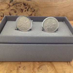 1963 Sixpence Coin Cufflinks in Gift Box