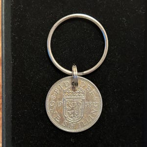 1958 One Scottish Shilling Coin Keyring in Gift Box