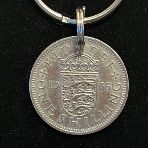 1965 One English Shilling Coin Keyring in Gift Box