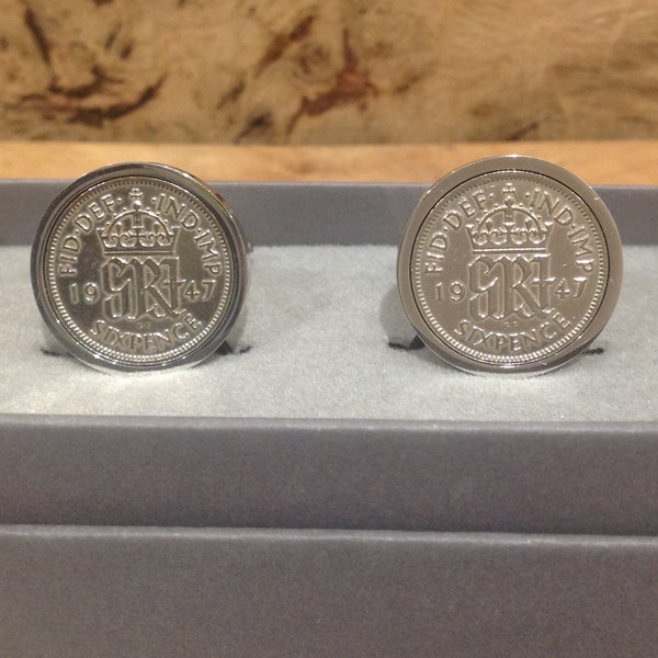 1947 Sixpence Coin Cufflinks