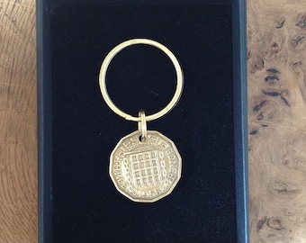1958 Threepence Coin Keyring in Gift Box