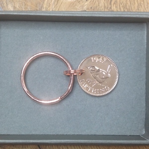 1947 Farthing Münze Schlüsselanhänger in Geschenkbox
