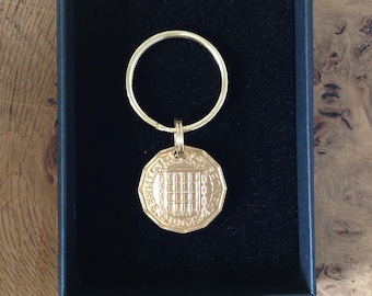 1964 Threepence Coin Keyring in Gift Box