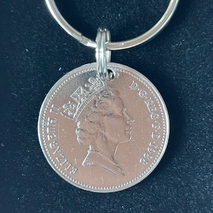 1988 Five Pence Münze als Schlüsselanhänger in Geschenkbox