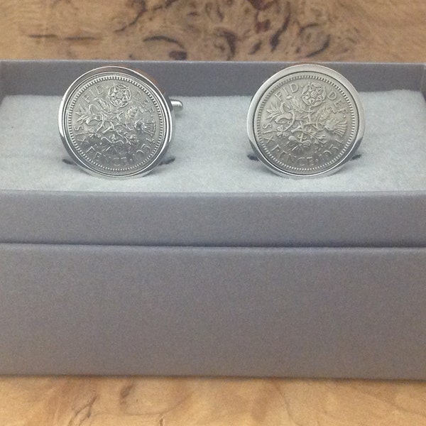 1954 Sixpence Coin Cufflinks