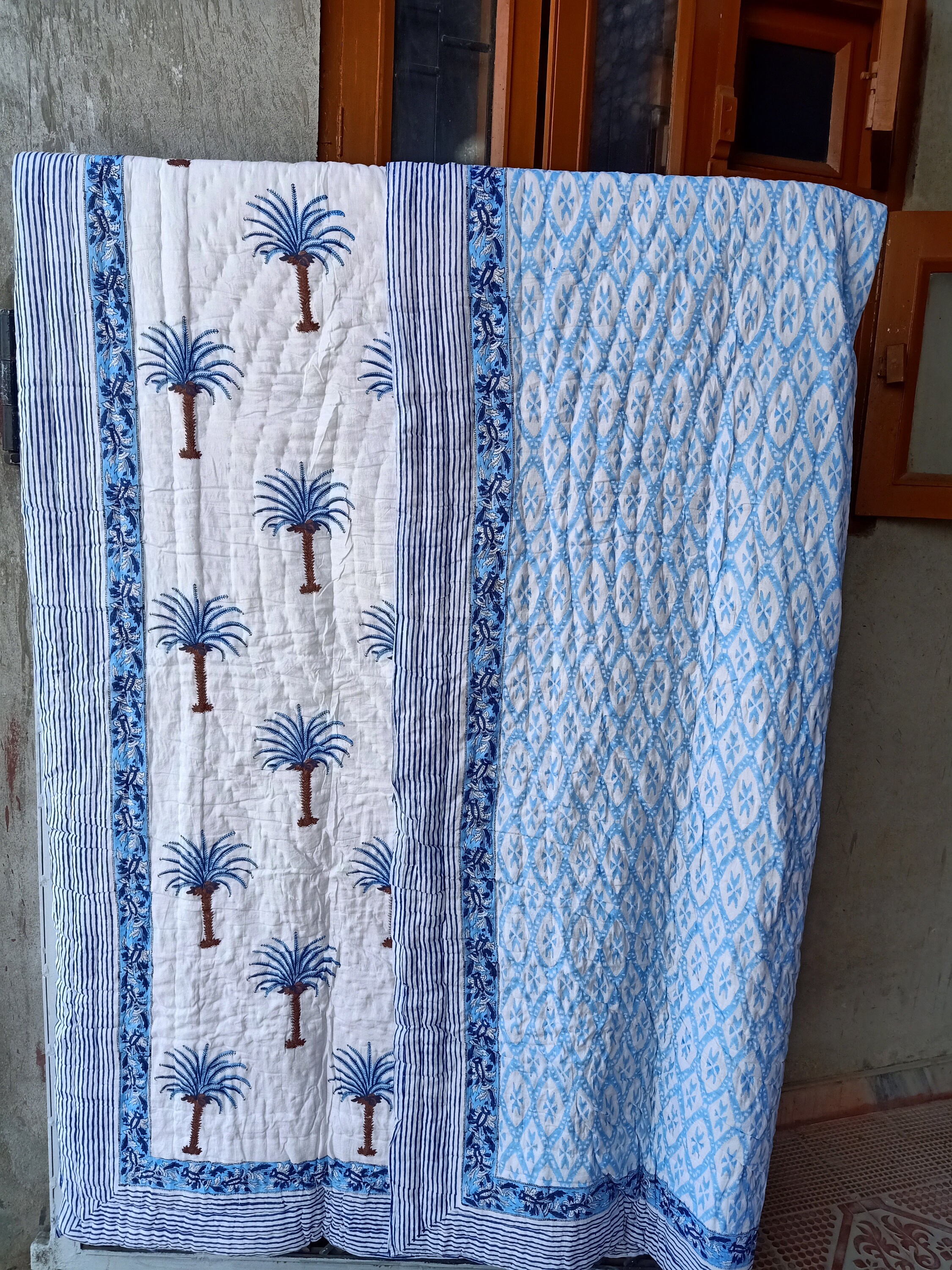 New Indian Reversible Quilt 100 Cotton Handmade Cotton Double Etsy