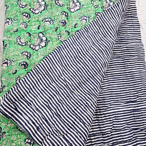 Comforter Handmade Quilt Block Printed Quilt Queen Size Blanket Reversible Quilt 100% Cotton Jaipuri Razai Sofa Cover Home Decor Bedspread