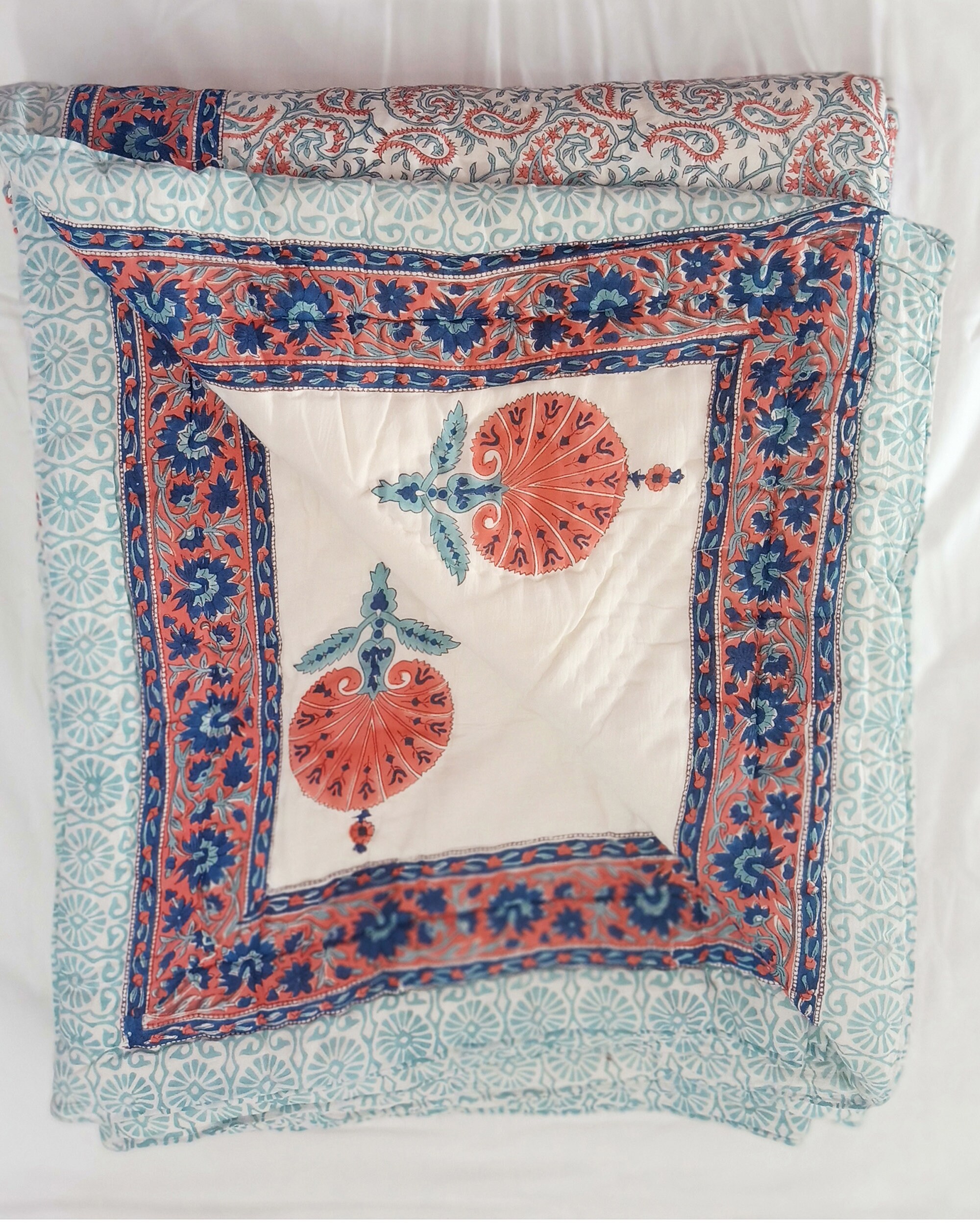 Handmade 100 Cotton Quilt Reversible Quilt Cotton Filling Etsy UK