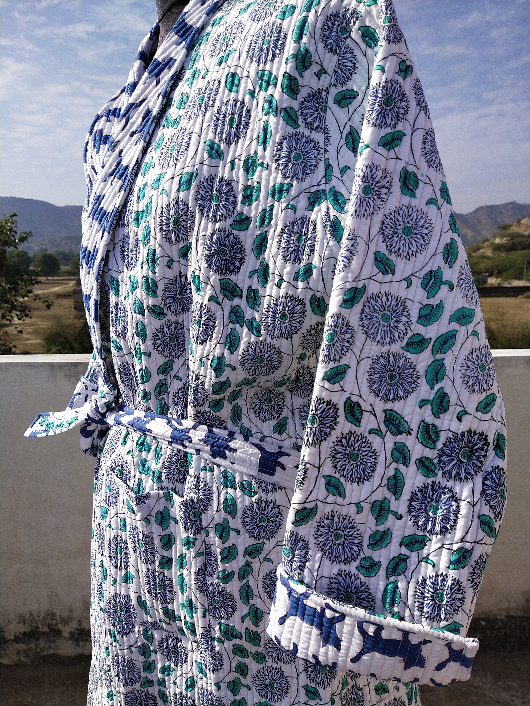 Handmade Quilted Gown Reversible Cotton Robe Warm Gown Hand Etsy