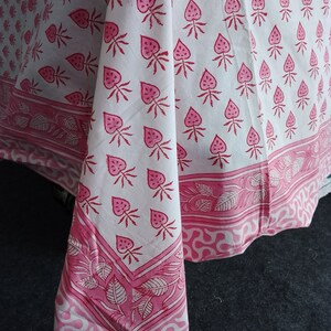 Beautiful White Table Cover Table Linen Soft Floral Pattern Cover Hand Block Print Dinning Table Cloth Gift for Her Home Decoration
