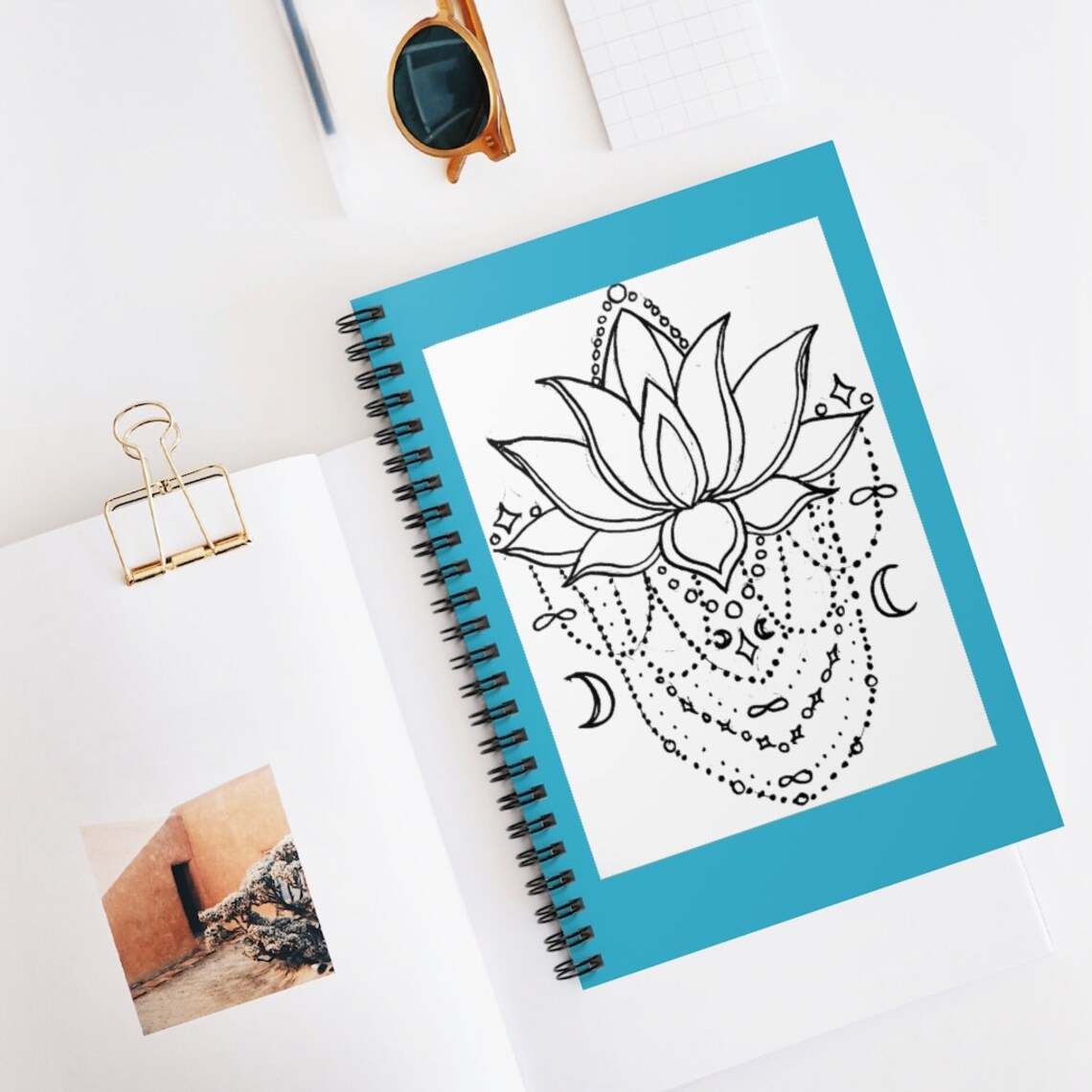 Lotus Flower Spiral Notebook Journal Etsy