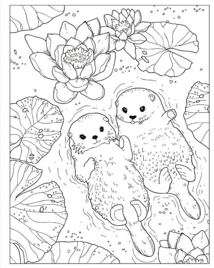 Flowers and Baby Animals Printable Kids and Adult Coloring | Etsy