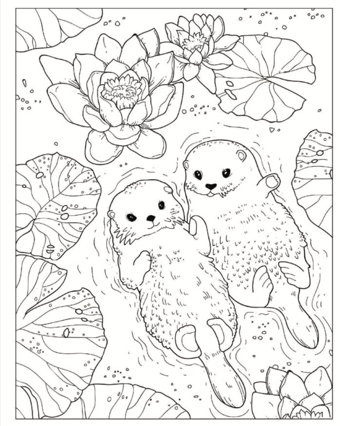 Flowers and Baby Animals Printable Kids and Adult Coloring Etsy