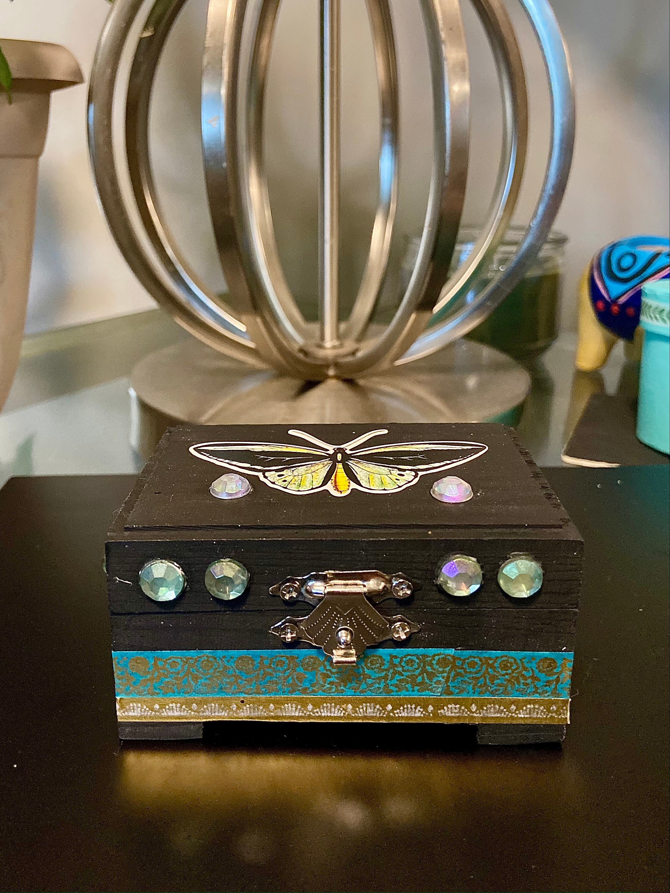 Small Black Butterfly Jewelry Ring Box Etsy