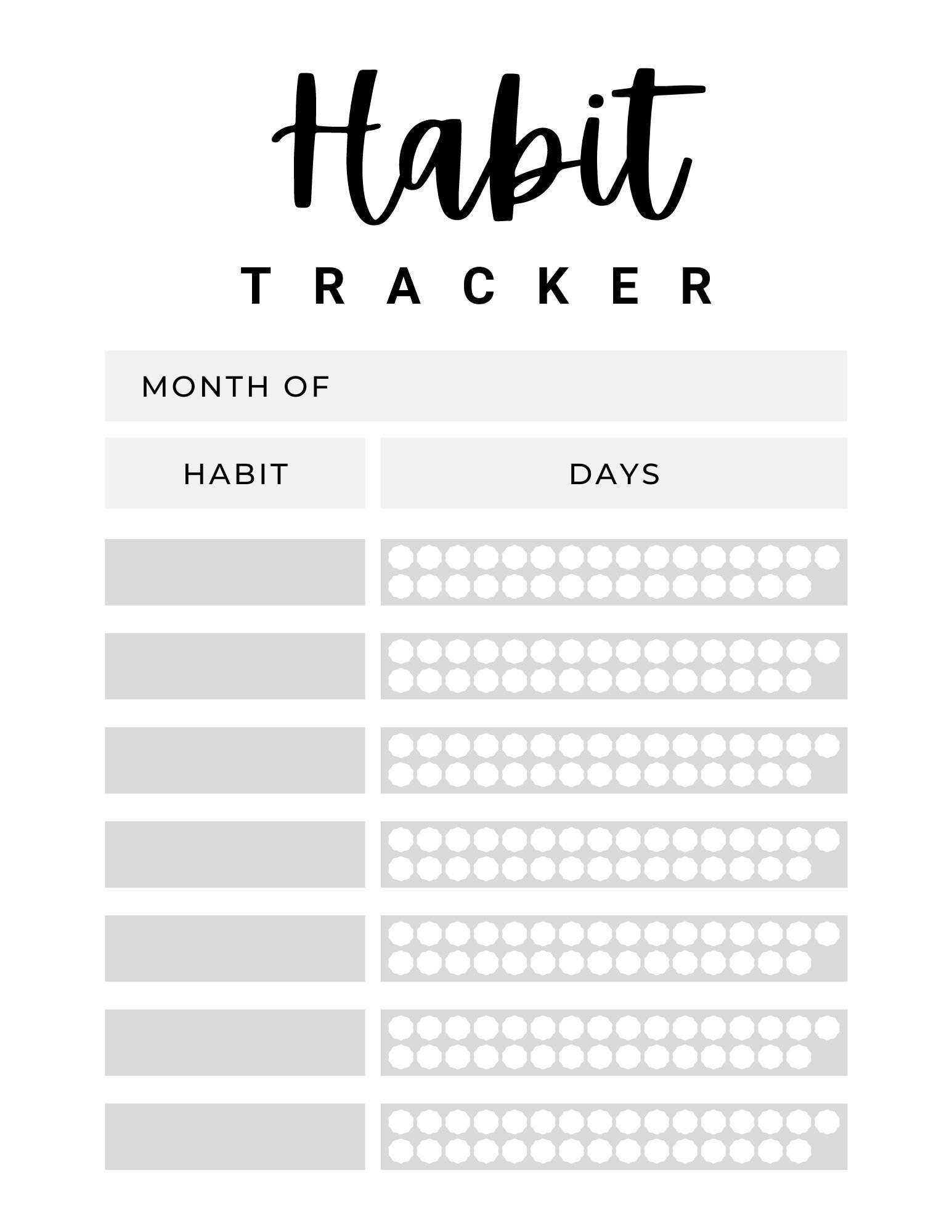 Habit Tracker Planner Printable Digital Download Self Care Etsy