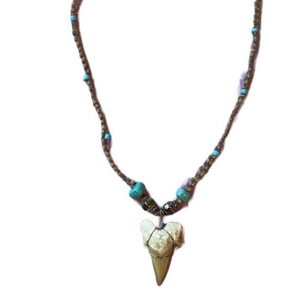 Shark Tooth Macrame Necklace