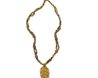 Beaded Leaf Necklace