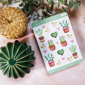 Es hora de la hoja de pegatinas del planificador de cactus - Hoja de pegatinas mate - papelería - pegatina kawaii - pegatina del planificador