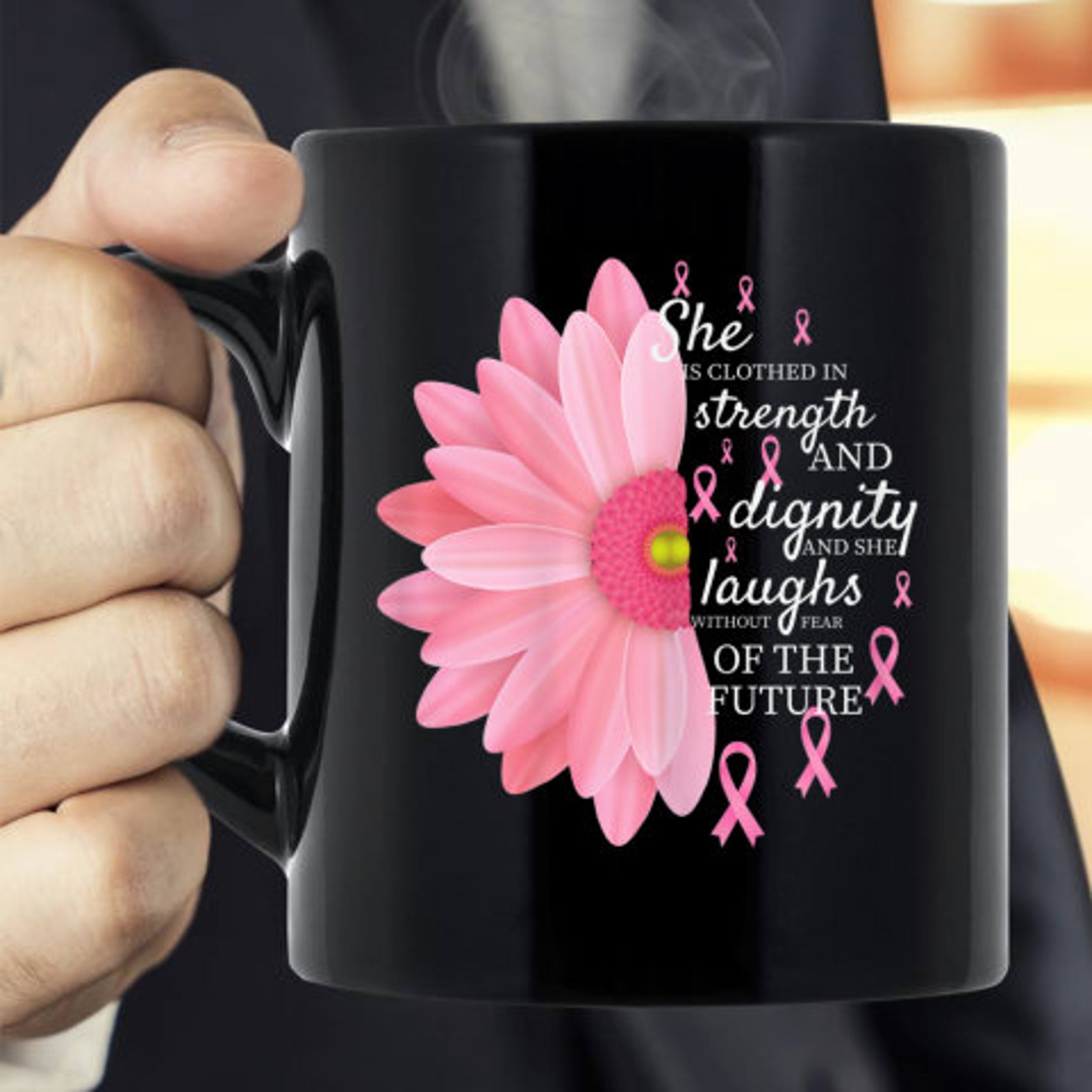 Breast Cancer Awareness Gift Christian Women Her Pink Ribbon Etsy