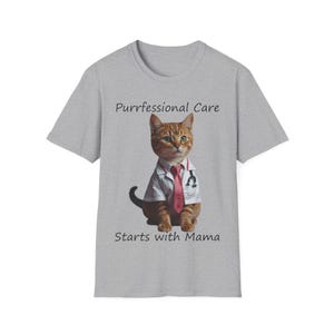 Doctor Cat Love Unisex Softstyle T-Shirt, Doctor Kitten Mama Cat Tee, Cute Cat Lover Gift, Funny Cat Owner Shirt