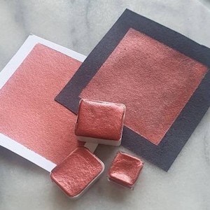 Handmade watercolour paint , Toffee Apple , burgundy metallic paint