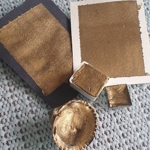 Handmade watercolour paint , hidden treasure , Dark gold coloured paint