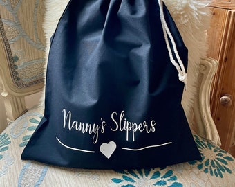 Personalised Slipper Bag, Shoe Storage Travel Bag, Birthday Gift For Mum, Nanny, Nana, Granny, Nan, Grandma, Gran, Nanna