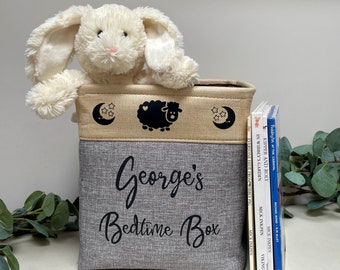 Personalised Kids Bedtime Storage Box, Kids Toy Box, Book Storage, Bedtime Routine, Sleepover Box, Nursery Storage, Kids Bedroom Storage